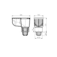 Kanalizační vpusť spodní KV125 D125 mm 325 B