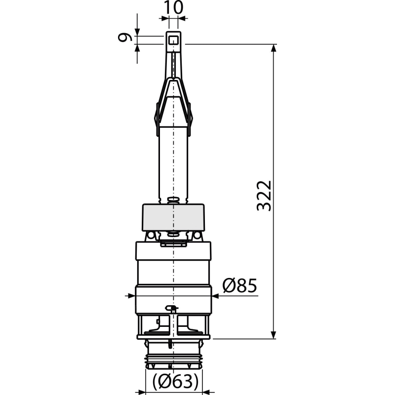 Vypouštěcí ventil Alcadrain (Alcaplast) pro snížené předstěnové instalační systémy výšky 850 mm A06-850