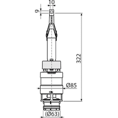 Vypouštěcí ventil Alcadrain (Alcaplast) pro snížené předstěnové instalační systémy výšky 850 mm A06-850