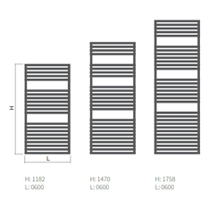 Těleso koupelnové trubkové Isan Club Edge 1758 x 600 mm, 1061 W, středové připojení, sněhově bílá RAL 9016