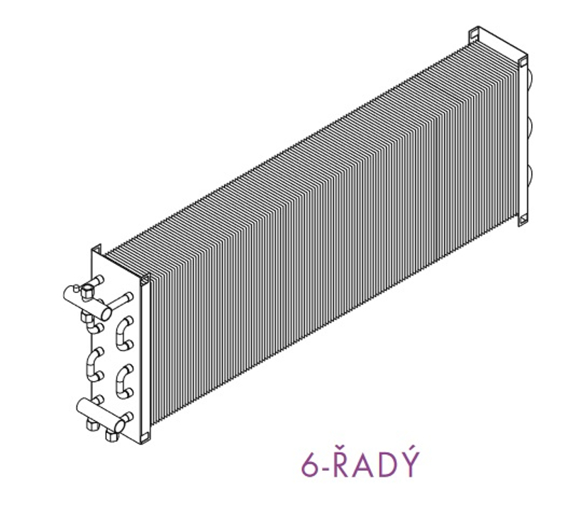 Radiátor skleněný Isan Joy Wall R 6-řadý, 1330 x 625 mm, 2515 W, barva 06 černá