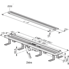 Odtokový žlab Ravak Zebra 85, plast