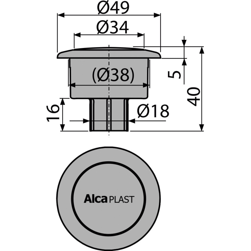 Tlačítko kompletní Alcadrain (Alcaplast) chrom (A2000) V0011-ND