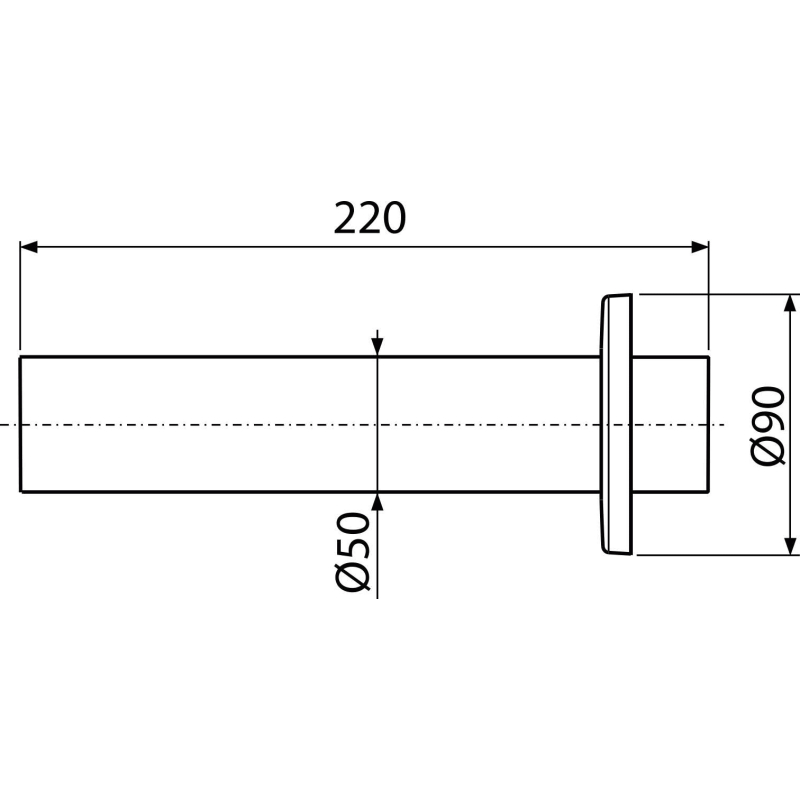 Trubka s rozetou Alcadrain (Alcaplast) DN50 P047