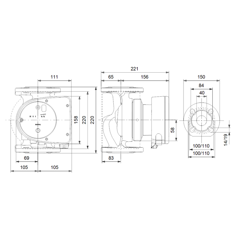 Čerpadlo oběhové Grundfos MAGNA1 40-40 F 220 1x230V PN6/10