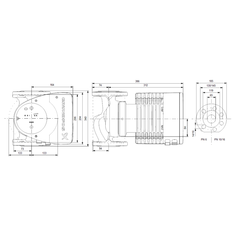 Čerpadlo oběhové Grundfos MAGNA1 65-150 F 340 1x230V PN6/10