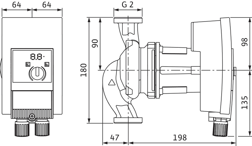 Mokroběžné čerpadlo s vysokou účinností Wilo Yonos MAXO 30/0, 5-12 PN10, G 2˝, 1x230V, 200W