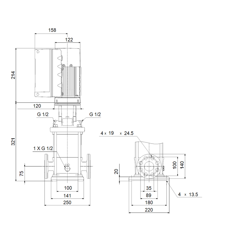 Čerpadlo odstředivé Grundfos CRE3-5 A-FGJ-A-E-HQQE 1x200-240 60HZ