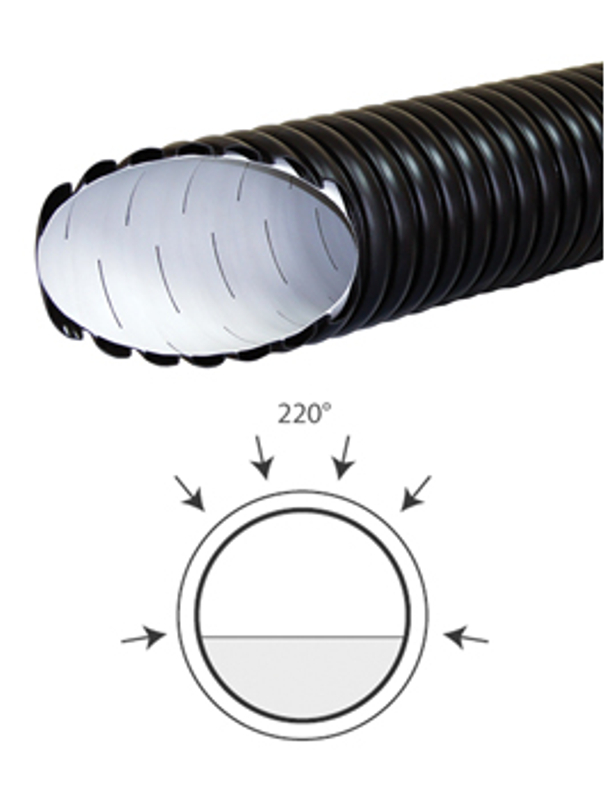 Trubka drenážní korugovaná Wavin PP X-Stream SN8 perforovaná 220° DN 250 x 1,5 x 6000 mm , černá