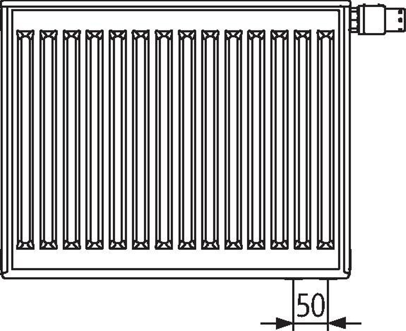 Radiátor Kermi Profil Hygiene-V FTV 10 pravý 500 x 1100 mm, 565 W, bílý