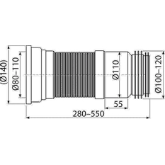 Flexi napojení Alcadrain (Alcaplast) k WC A970