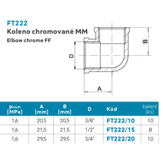 Koleno chromované MM 3/8˝