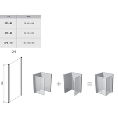 Pevná stěna Ravak CPS 90, satin+transparent
