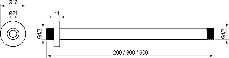 Výtokové rameno stropní Ravak 703.00CR 20 cm, chrom