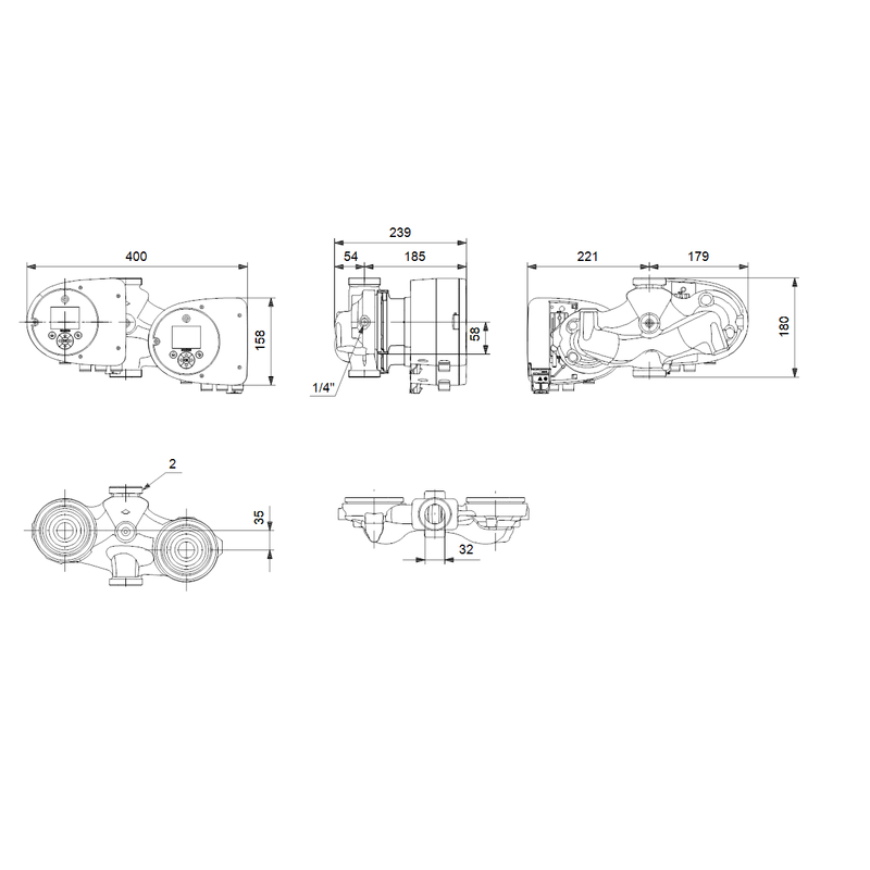 Čerpadlo oběhové Grundfos MAGNA3 D 32-60 180 1x230V PN10