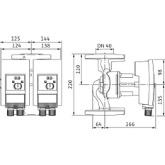 Mokroběžné čerpadlo s vysokou účinností Wilo Yonos MAXO-D 40/0, 5-8 PN6/10, DN40, 1x230V