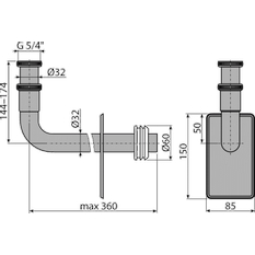 Kovové koleno Alcadrain (Alcaplast) DN32, 5/4˝ matice A438