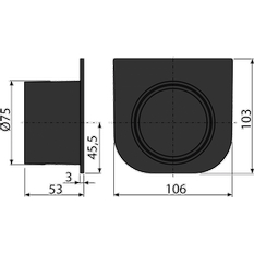 Čelo pro zaslepení žlab Alcadrain (Alcaplast) u s přítokem DN75 AVZ-P004