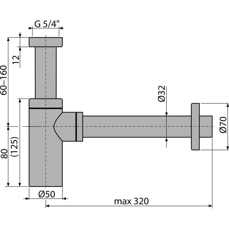 Sifon umyvadlový Alcadrain (Alcaplast) DN32 DESIGN, bronz-antic A400ANTIC