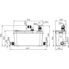 Zařízení na čerpání splaškové vody Wilo HiDrainlift 3-35, 1x230V