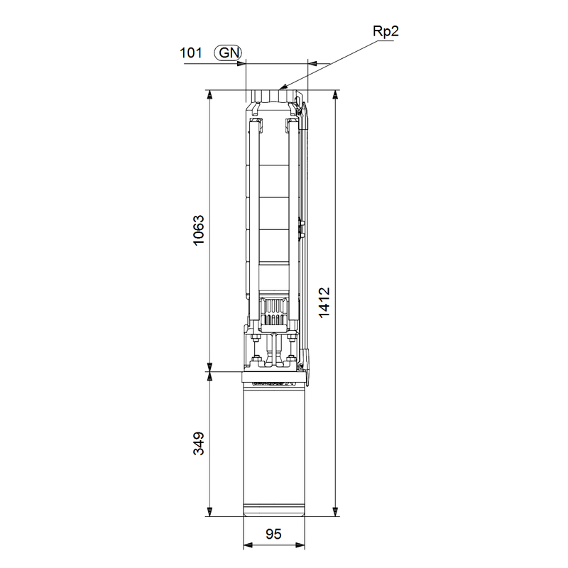 Čerpadlo ponorné Grundfos SP11-11 Rp2 4˝3X380-415/50 2.2kW