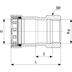 Přechodový kus Viega Megapress s SC-Contur 4212 1/2˝ x 1/2˝