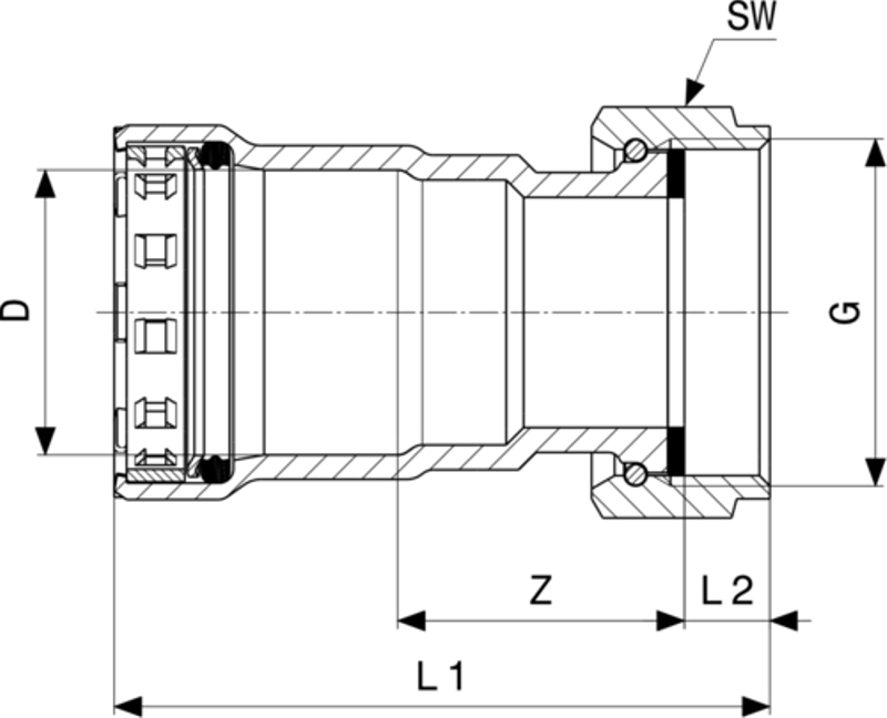 Připojovací šroubení Viega Megapress s SC-Contur 4263 11/4 x 11/2˝