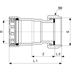 Připojovací šroubení Viega Megapress s SC-Contur 4263 11/4 x 11/2˝