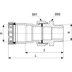 Přechodové šroubení Viega Megapress s SC-Contur 4265 1/2˝ x 1/2˝