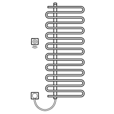 Těleso koupelnové trubkové Kermi Icaro-E 1421 x 400 mm, elektrosada WFS vlevo 400 W, stříbrné