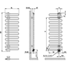 Těleso koupelnové trubkové Kermi Icaro 1446 x 400 mm, 462 W, bílé