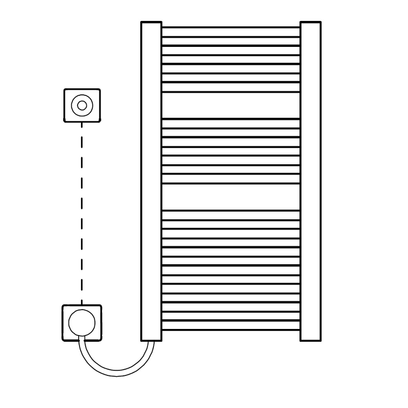 Těleso koupelnové trubkové elektrické Kermi Duett-E 1188 x 484 mm, elektrosada WKS vlevo 800W, bílé