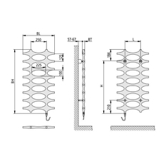 Těleso koupelnové designové elektrické Kermi Ideos-E 1151 x 508 mm, elektrosada WKS vlevo 400 W, stříbrné