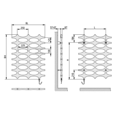 Těleso koupelnové designové elektrické Kermi Ideos-E 1151 x 758 mm, elektrosada WFS vlevo 600 W, bílé