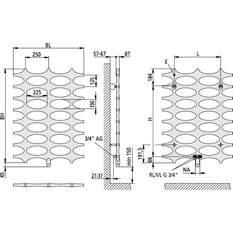 Těleso koupelnové designové Kermi Ideos-V 1133 x 758 mm, 564 W, bílé