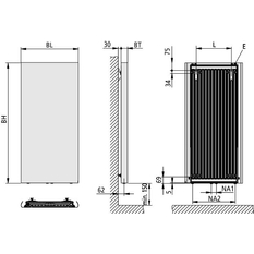 Těleso designové Kermi Pateo 1925 x 600 mm, středové připojení, 1525 W, bílé