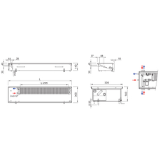 Konvektor podlahový s přirozenou konvekcí Isan Termo FRK 140 x 300 x 1900 mm, 885 W, připojení vlevo, výměník ocelový, mřížka Natur příčná rolovací hliník