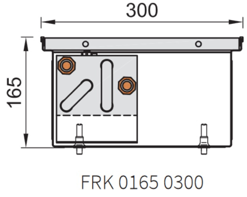 Konvektor podlahový s přirozenou konvekcí Isan Termo FRK 165 x 300 x 900 mm, 349 W, připojení vlevo, výměník ocelový, mřížka Natur příčná rolovací hliník