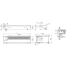 Konvektor podlahový s přirozenou konvekcí Isan Termo FRK 165 x 300 x 900 mm, 349 W, připojení vlevo, výměník ocelový, mřížka Natur příčná rolovací hliník