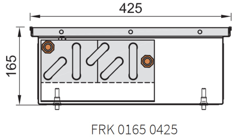 Konvektor podlahový s přirozenou konvekcí Isan Termo FRK 165 x 425 x 1100 mm, 797 W, připojení vlevo, výměník ocelový, mřížka Natur příčná rolovací hliník