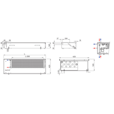 Konvektor podlahový s přirozenou konvekcí Isan Termo FRK 165 x 425 x 1100 mm, 797 W, připojení vlevo, výměník ocelový, mřížka Natur příčná rolovací hliník