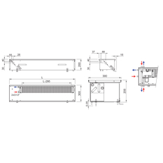 Konvektor podlahový s přirozenou konvekcí Isan Termo FRK 200 x 300 x 1000 mm, 413 W, připojení vlevo, výměník ocelový, mřížka Natur příčná rolovací hliník