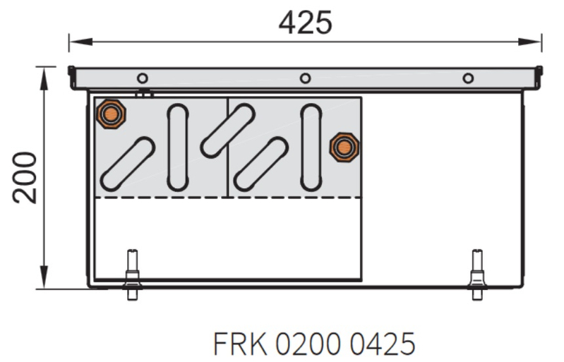 Konvektor podlahový s přirozenou konvekcí Isan Termo FRK 200 x 425 x 900 mm, 649 W, připojení vlevo, výměník ocelový, mřížka Natur příčná rolovací hliník