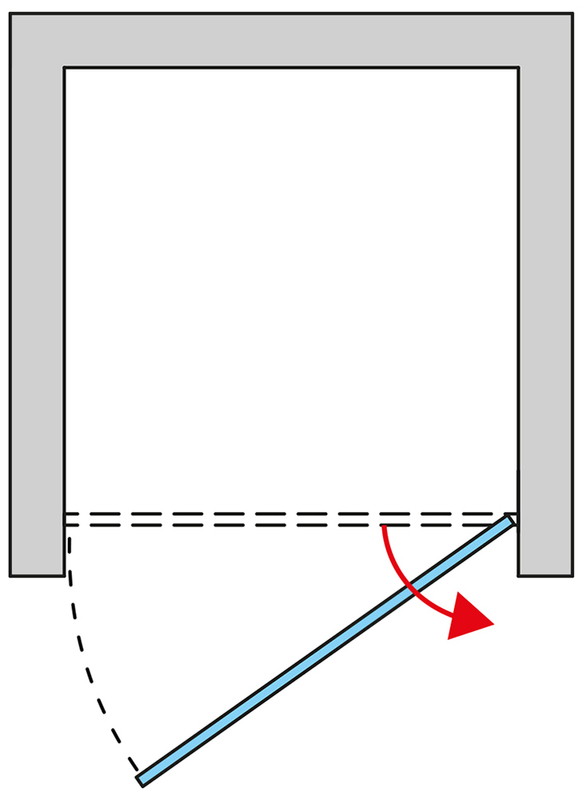 Jednokřídlé dveře Ronal Pur - panty vpravo / 1 strana rohového vstupu Atyp na zaměření 0 - 1000 x 2000 mm, chrom/sklo mastercarré