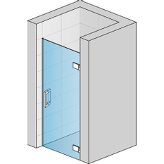 Jednokřídlé dveře Ronal Pur - panty vpravo / 1 strana rohového vstupu Atyp na zaměření 0 - 1000 x 2000 mm, chrom/sklo mastercarré