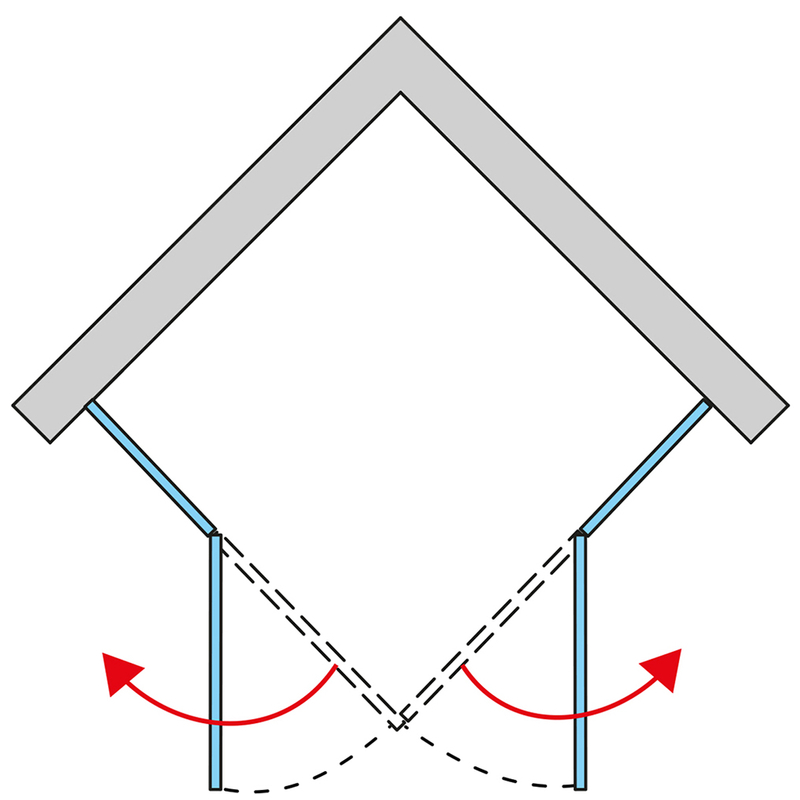 Dvoudílné křídlové dveře Ronal Pur s L - kováním levé / 1 strana rohového vstupu Atyp na zaměření 750 - 1200 x 2000 mm, chrom/sklo čiré