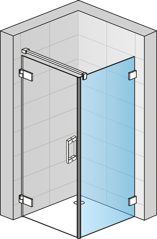 Boční stěna Ronal Pur s L - kováním (pro dveře v 90°, na straně madla) Atyp na zaměření 300 - 1000 x výška do 2000 mm, chrom/sklo mastercarré