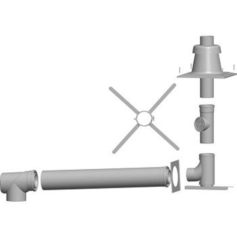 Připojovací sada Wolf DN110/160 z polypropylenu pro vedení spalin v šachtě