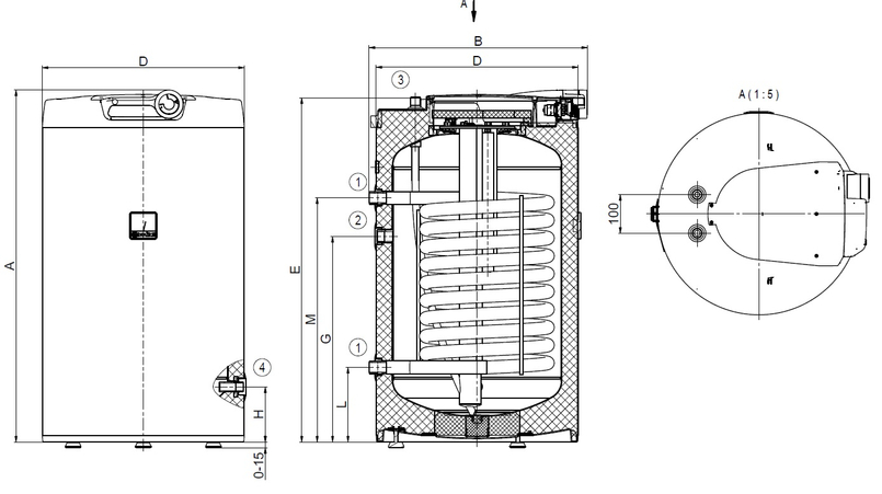 Ohřívač kombinovaný Dražice OKCE 100 NTR 2,2 kW, stacionární