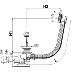 Sifon vanový Alcadrain (Alcaplast) automat komplet, kov A55K-120